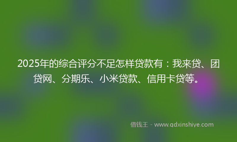 2025年的综合评分不足怎样贷款有：我来贷、团贷网、分期乐、小米贷款、信用卡贷等。