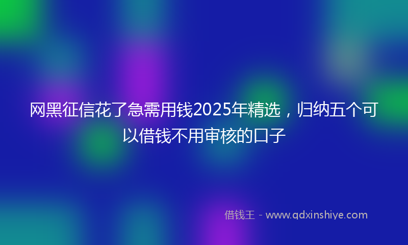 网黑征信花了急需用钱2025年精选，归纳五个可以借钱不用审核的口子