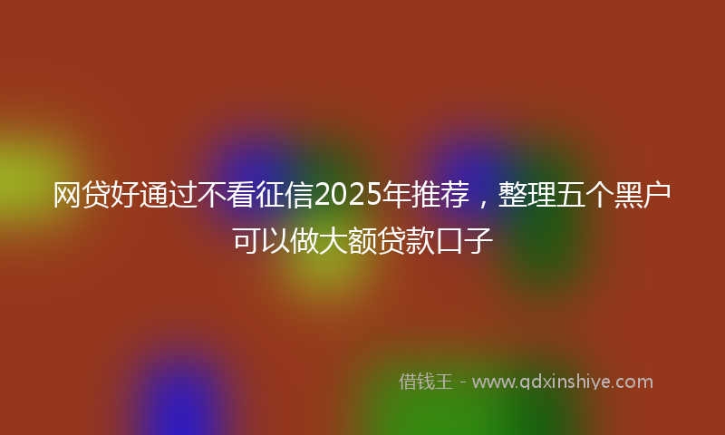 网贷好通过不看征信2025年推荐，整理五个黑户可以做大额贷款口子