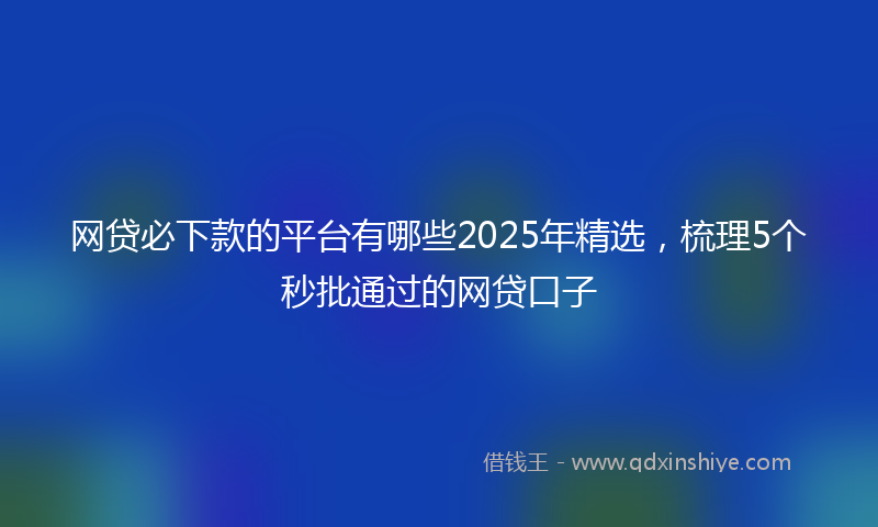 网贷必下款的平台有哪些2025年精选，梳理5个秒批通过的网贷口子