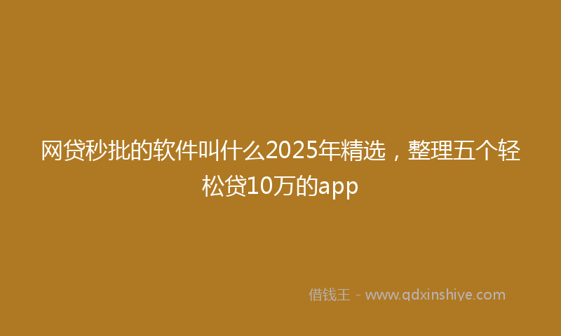 网贷秒批的软件叫什么2025年精选，整理五个轻松贷10万的app