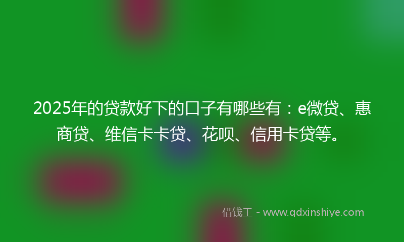 2025年的贷款好下的口子有哪些有：e微贷、惠商贷、维信卡卡贷、花呗、信用卡贷等。