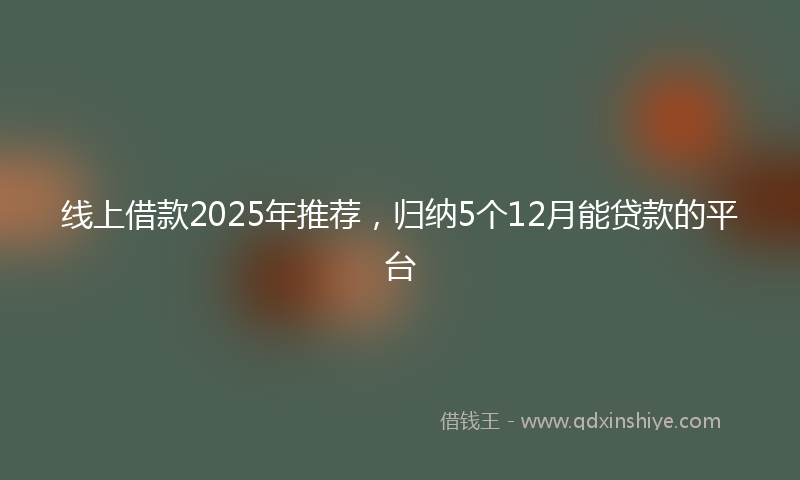 线上借款2025年推荐，归纳5个12月能贷款的平台
