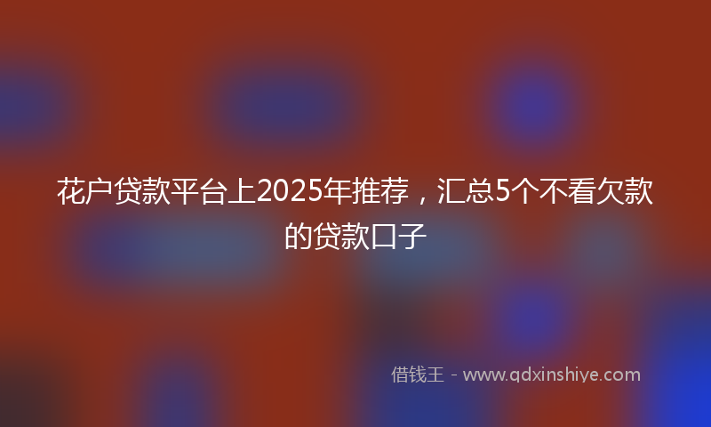 花户贷款平台上2025年推荐，汇总5个不看欠款的贷款口子
