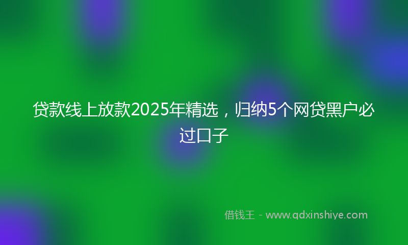 贷款线上放款2025年精选，归纳5个网贷黑户必过口子