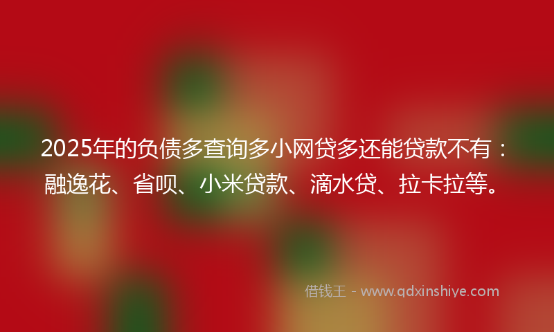 2025年的负债多查询多小网贷多还能贷款不有：融逸花、省呗、小米贷款、滴水贷、拉卡拉等。