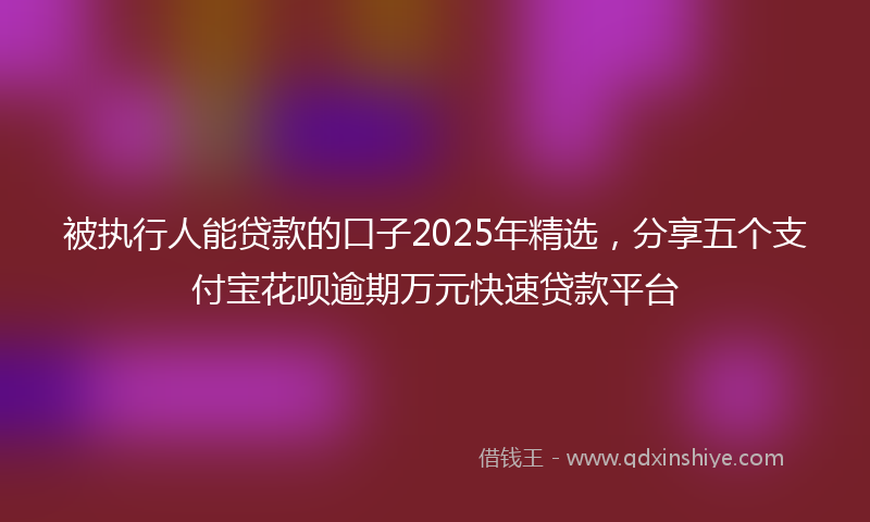 被执行人能贷款的口子2025年精选，分享五个支付宝花呗逾期万元快速贷款平台