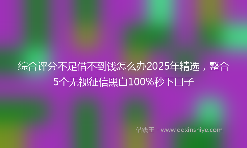 综合评分不足借不到钱怎么办2025年精选，整合5个无视征信黑白100%秒下口子