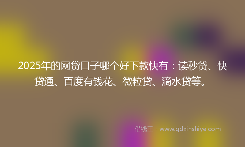 2025年的网贷口子哪个好下款快有：读秒贷、快贷通、百度有钱花、微粒贷、滴水贷等。