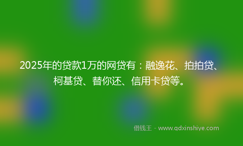 2025年的贷款1万的网贷有：融逸花、拍拍贷、柯基贷、替你还、信用卡贷等。