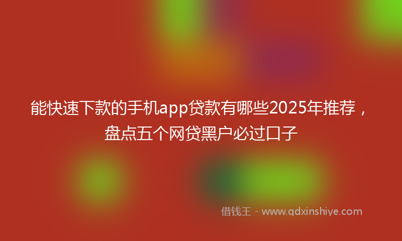 能快速下款的手机app贷款有哪些2025年推荐，盘点五个网贷黑户必过口子