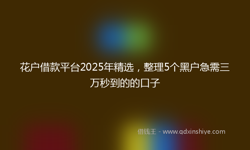 花户借款平台2025年精选，整理5个黑户急需三万秒到的的口子