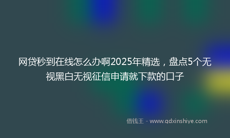网贷秒到在线怎么办啊2025年精选，盘点5个无视黑白无视征信申请就下款的口子