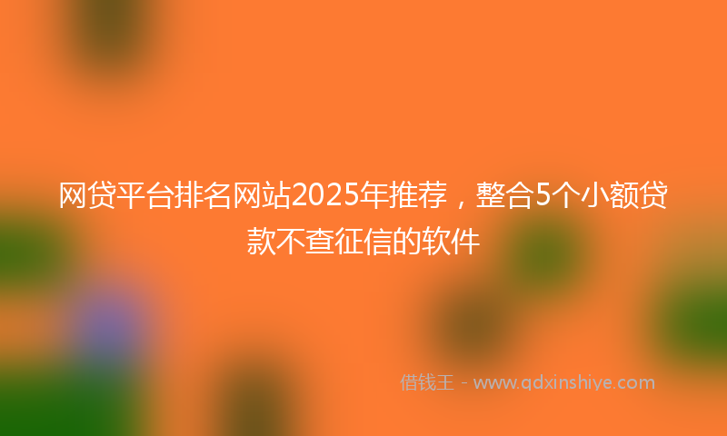 网贷平台排名网站2025年推荐，整合5个小额贷款不查征信的软件
