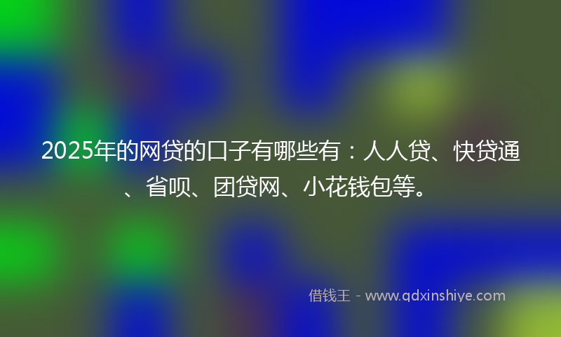 2025年的网贷的口子有哪些有：人人贷、快贷通、省呗、团贷网、小花钱包等。