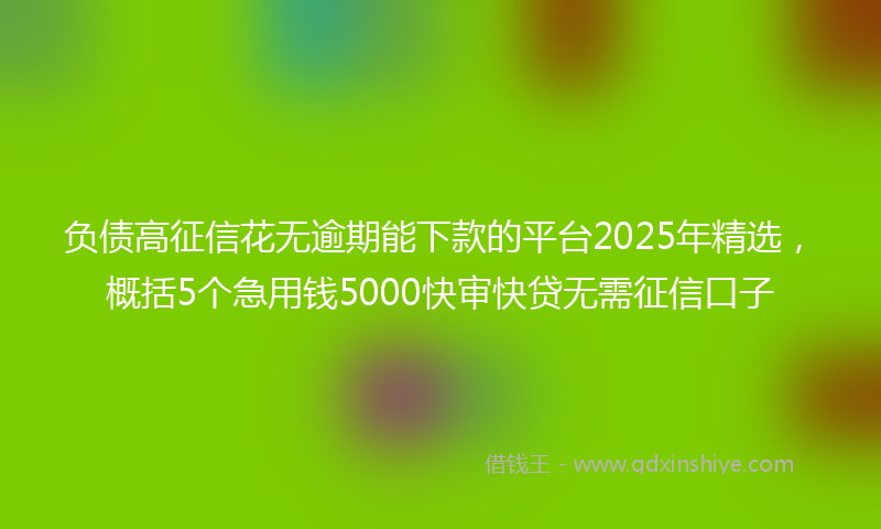 负债高征信花无逾期能下款的平台2025年精选，概括5个急用钱5000快审快贷无需征信口子