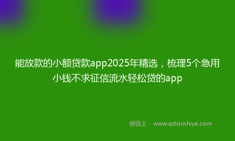 能放款的小额贷款app2025年精选，梳理5个急用小钱不求征信流水轻松贷的app