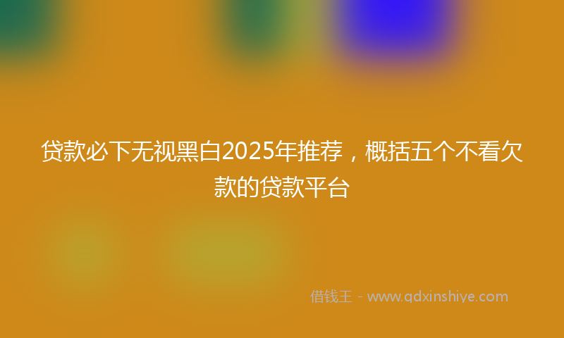 贷款必下无视黑白2025年推荐，概括五个不看欠款的贷款平台