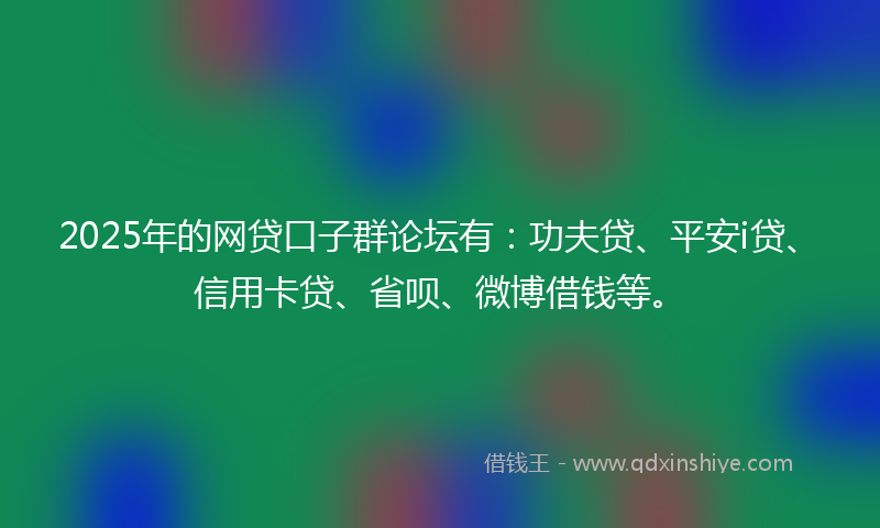 2025年的网贷口子群论坛有：功夫贷、平安i贷、信用卡贷、省呗、微博借钱等。