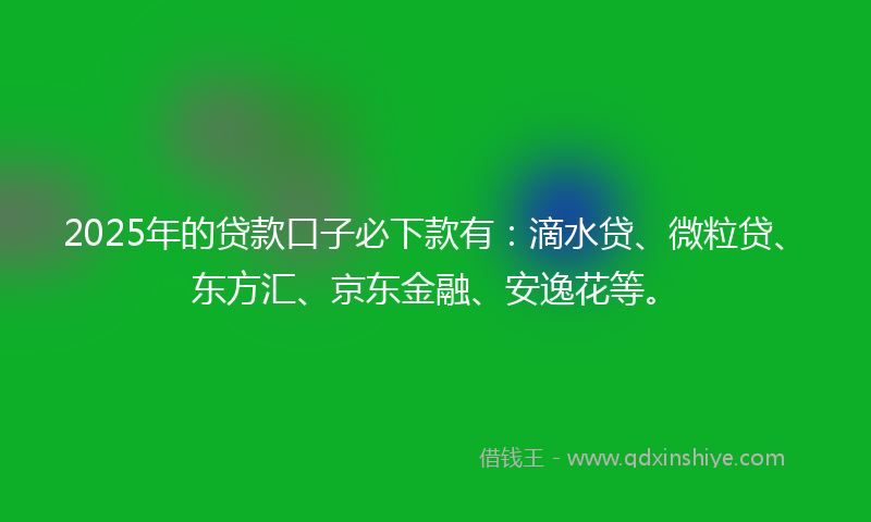 2025年的贷款口子必下款有：滴水贷、微粒贷、东方汇、京东金融、安逸花等。