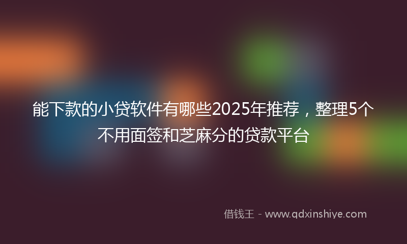 能下款的小贷软件有哪些2025年推荐，整理5个不用面签和芝麻分的贷款平台