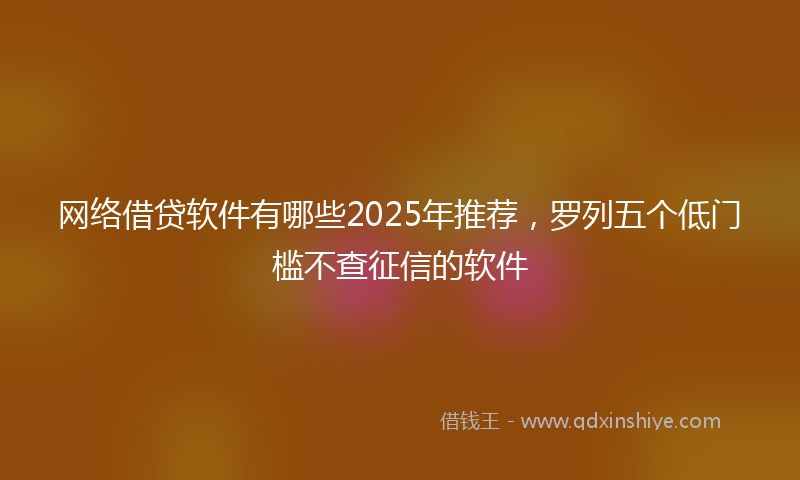 网络借贷软件有哪些2025年推荐，罗列五个低门槛不查征信的软件