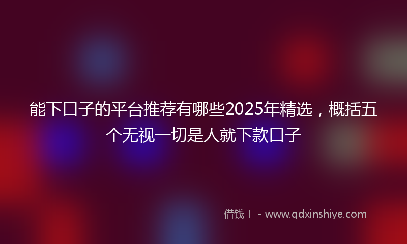 能下口子的平台推荐有哪些2025年精选，概括五个无视一切是人就下款口子