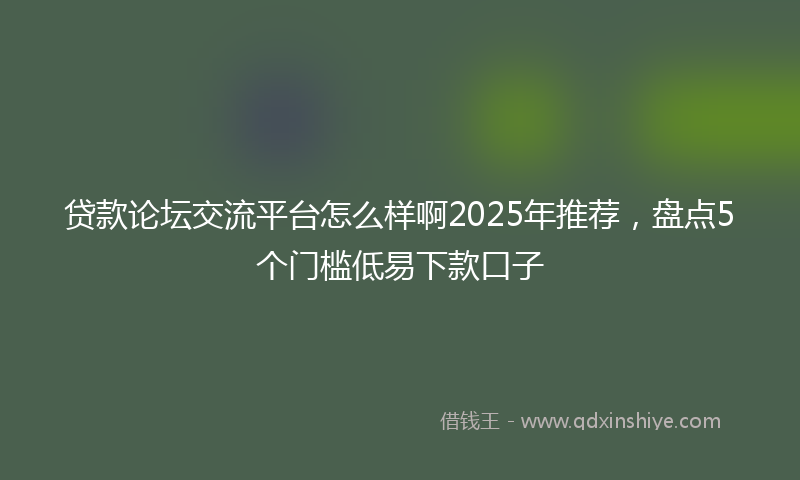 贷款论坛交流平台怎么样啊2025年推荐，盘点5个门槛低易下款口子