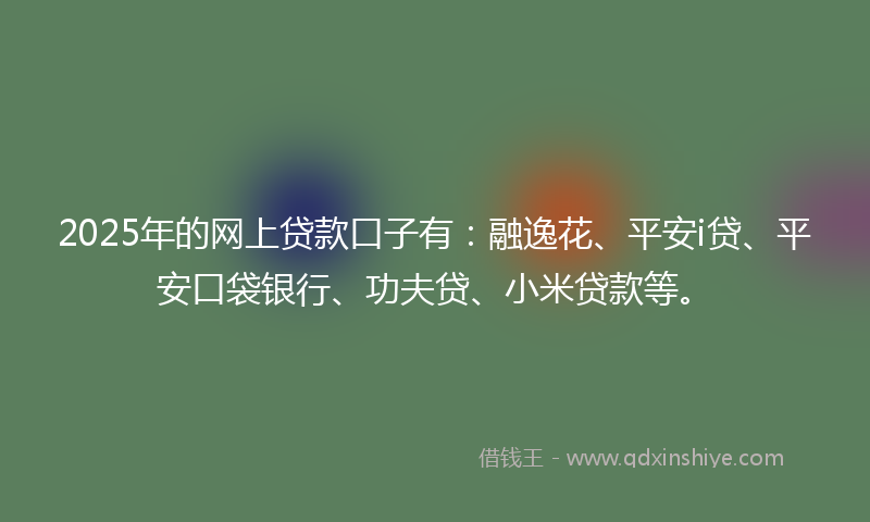 2025年的网上贷款口子有：融逸花、平安i贷、平安口袋银行、功夫贷、小米贷款等。