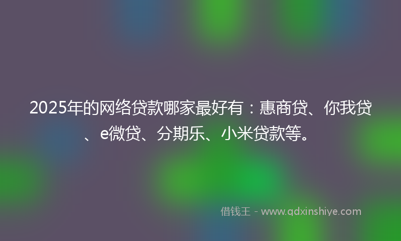 2025年的网络贷款哪家最好有：惠商贷、你我贷、e微贷、分期乐、小米贷款等。