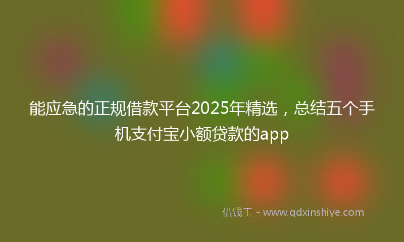 能应急的正规借款平台2025年精选，总结五个手机支付宝小额贷款的app