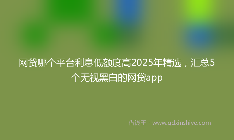 网贷哪个平台利息低额度高2025年精选，汇总5个无视黑白的网贷app
