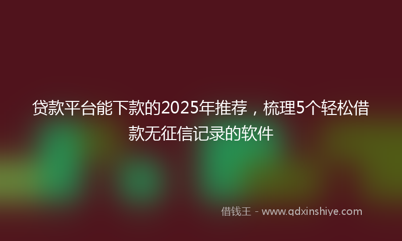 贷款平台能下款的2025年推荐，梳理5个轻松借款无征信记录的软件