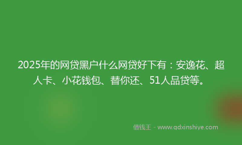 2025年的网贷黑户什么网贷好下有：安逸花、超人卡、小花钱包、替你还、51人品贷等。