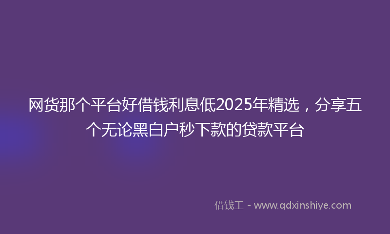 网货那个平台好借钱利息低2025年精选，分享五个无论黑白户秒下款的贷款平台