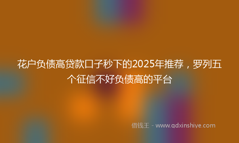 花户负债高贷款口子秒下的2025年推荐，罗列五个征信不好负债高的平台