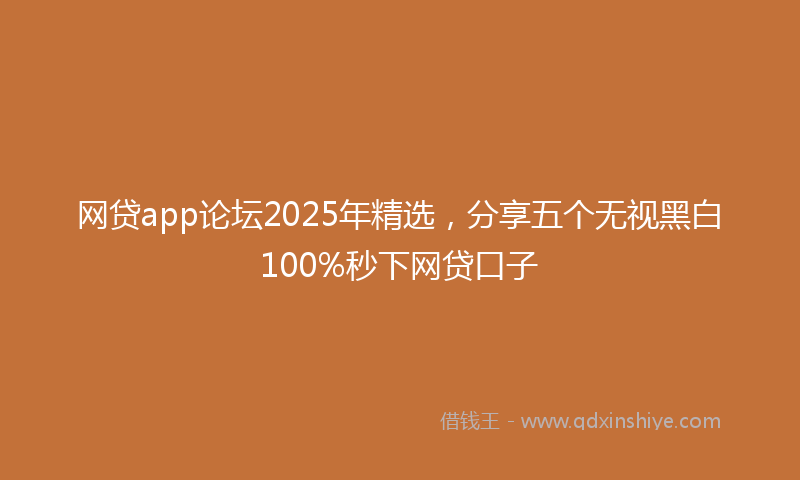 网贷app论坛2025年精选，分享五个无视黑白100%秒下网贷口子