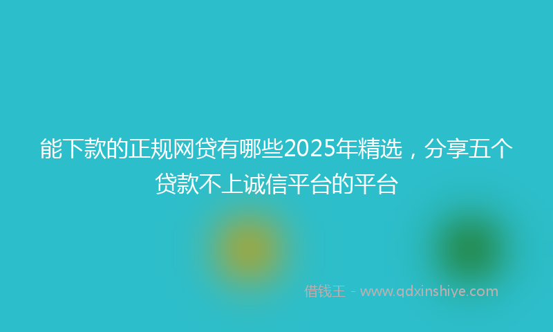能下款的正规网贷有哪些2025年精选，分享五个贷款不上诚信平台的平台