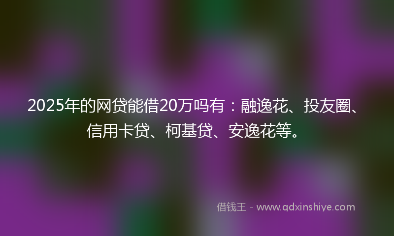 2025年的网贷能借20万吗有：融逸花、投友圈、信用卡贷、柯基贷、安逸花等。