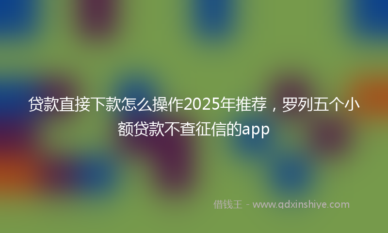 贷款直接下款怎么操作2025年推荐，罗列五个小额贷款不查征信的app