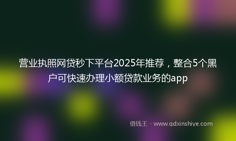 营业执照网贷秒下平台2025年推荐，整合5个黑户可快速办理小额贷款业务的app