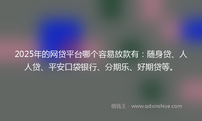 2025年的网贷平台哪个容易放款有：随身贷、人人贷、平安口袋银行、分期乐、好期贷等。