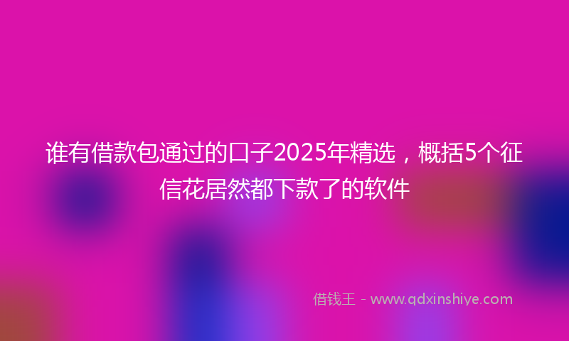 谁有借款包通过的口子2025年精选，概括5个征信花居然都下款了的软件