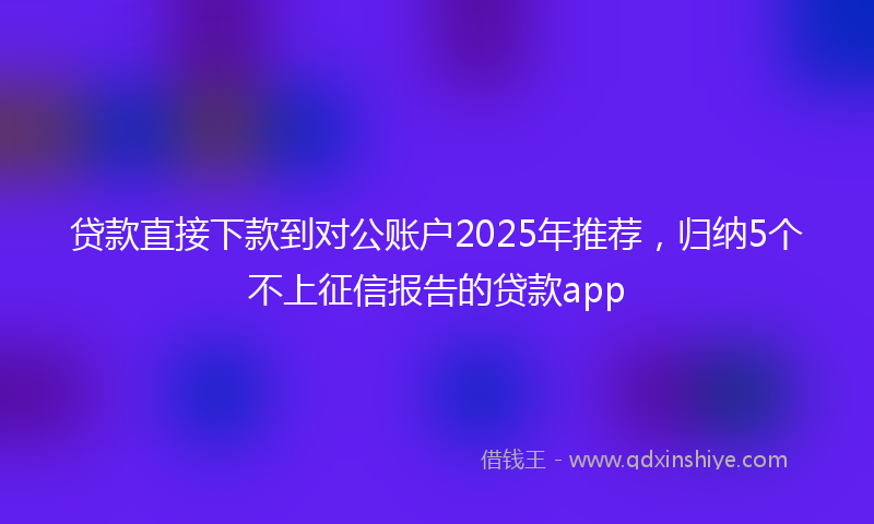 贷款直接下款到对公账户2025年推荐，归纳5个不上征信报告的贷款app