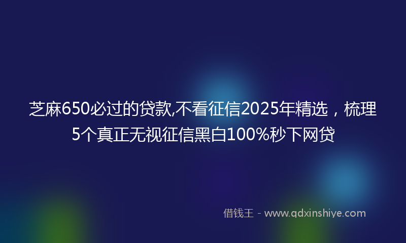 芝麻650必过的贷款,不看征信2025年精选，梳理5个真正无视征信黑白100%秒下网贷