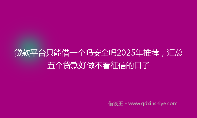 贷款平台只能借一个吗安全吗2025年推荐，汇总五个贷款好做不看征信的口子