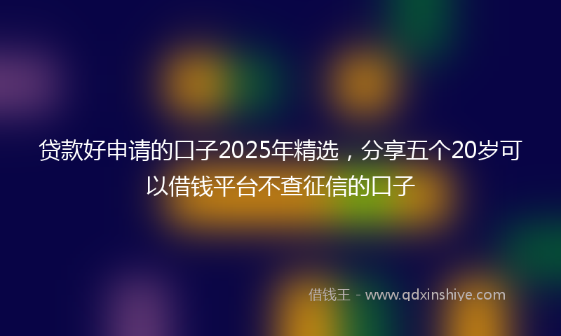 贷款好申请的口子2025年精选，分享五个20岁可以借钱平台不查征信的口子