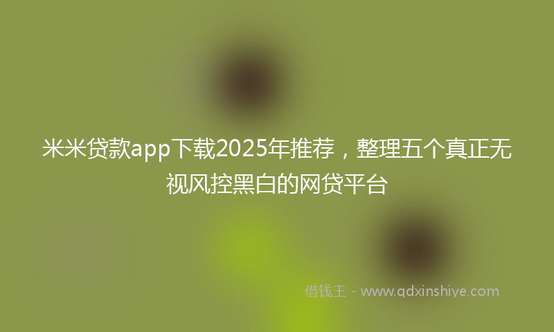 米米贷款app下载2025年推荐，整理五个真正无视风控黑白的网贷平台