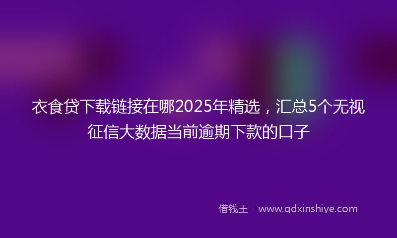 衣食贷下载链接在哪2025年精选，汇总5个无视征信大数据当前逾期下款的口子