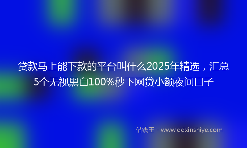 贷款马上能下款的平台叫什么2025年精选，汇总5个无视黑白100%秒下网贷小额夜间口子